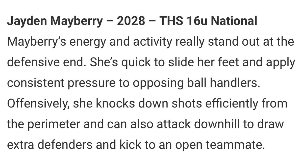 Jayden Mayberry (@jaydenhoops2028) on Twitter photo Thank you <a href="/JrAllStarBB/">Jr. All-Star Girls Basketball</a> for the write up; I really appreciate it! Thank you <a href="/JrAllStarBB/">Jr. All-Star Girls Basketball</a> for the write up; I really appreciate it!