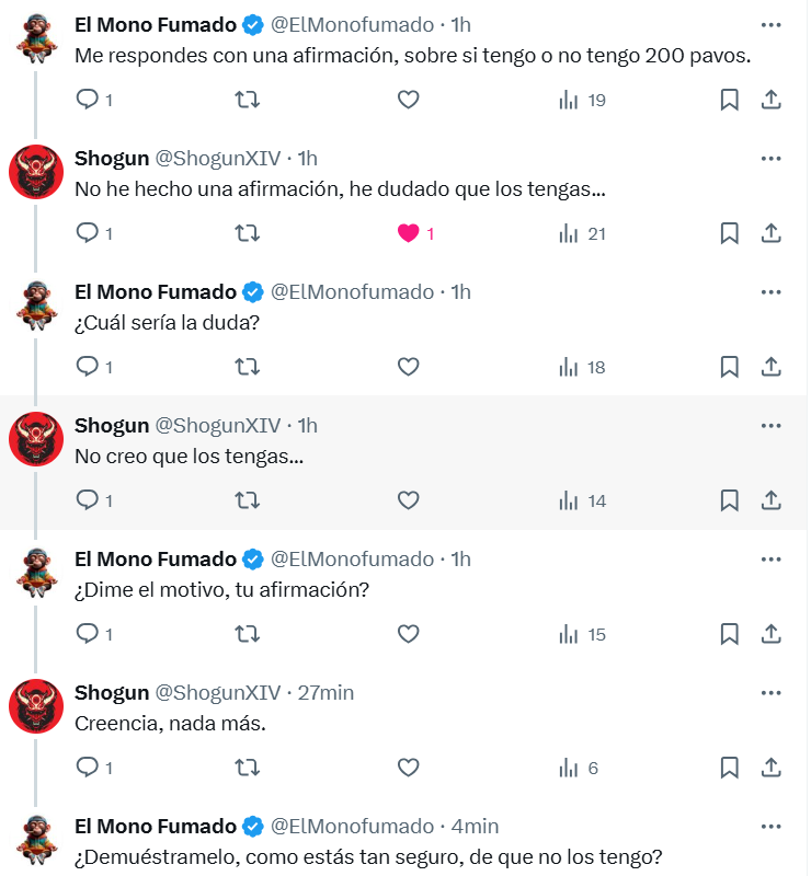 ElMonofumado's tweet image. Pasamos de afirmar a creencias, pero no sabe contestar el personaje. Llevo casi una hora jugando con él. Metiéndome en sus ideas. Para que intente, por lo menos confirmar algo. Solo sueltas tonterías tras tonterías.
@ShogunXIV