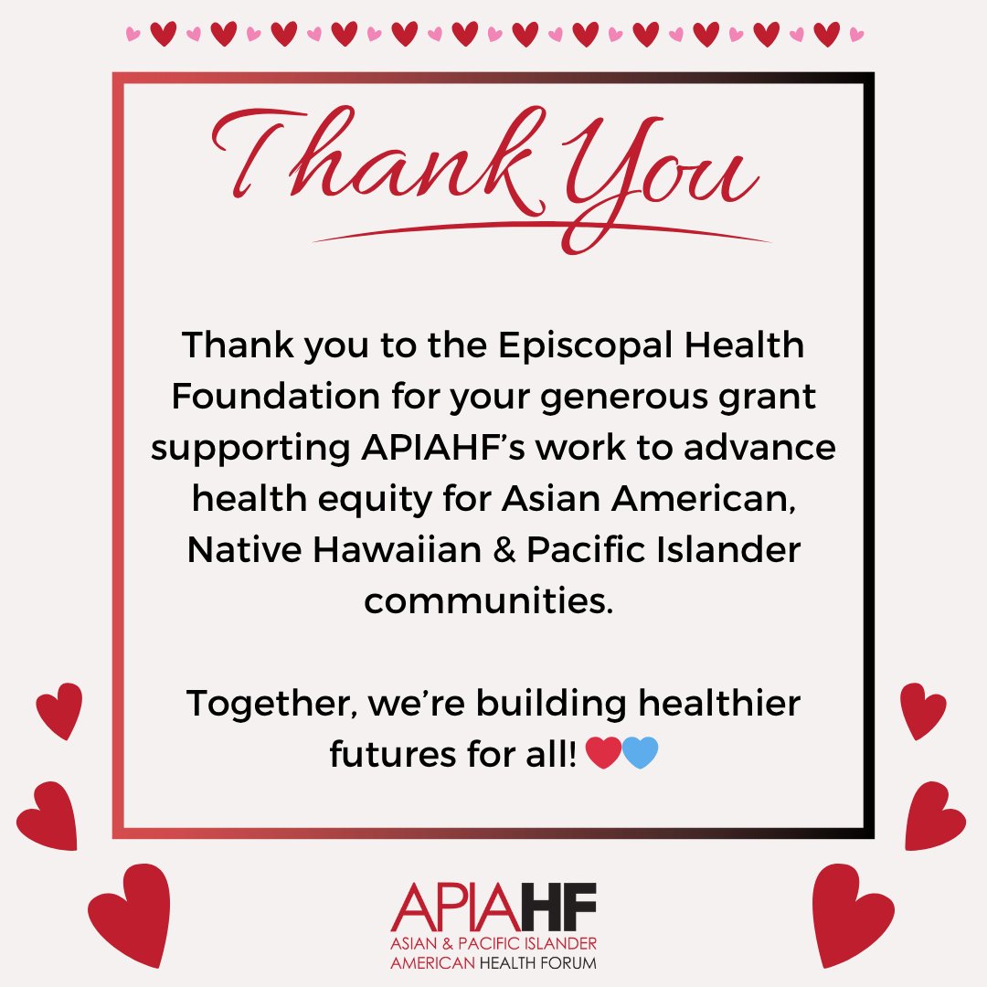 APIAHF (@apiahf) on Twitter photo We are deeply grateful to <a href="/Health4Texas/">Episcopal Health Fdn</a> for their generous grant!
Their support helps us continue to advance health equity and improve access to care for AANHPI communities nationwide, creating healthier communities for all. 💙
#HealthEquity #AANHPI #CommunityHealth #ThankYou We are deeply grateful to <a href="/Health4Texas/">Episcopal Health Fdn</a> for their generous grant!
Their support helps us continue to advance health equity and improve access to care for AANHPI communities nationwide, creating healthier communities for all. 💙
#HealthEquity #AANHPI #CommunityHealth #ThankYou
