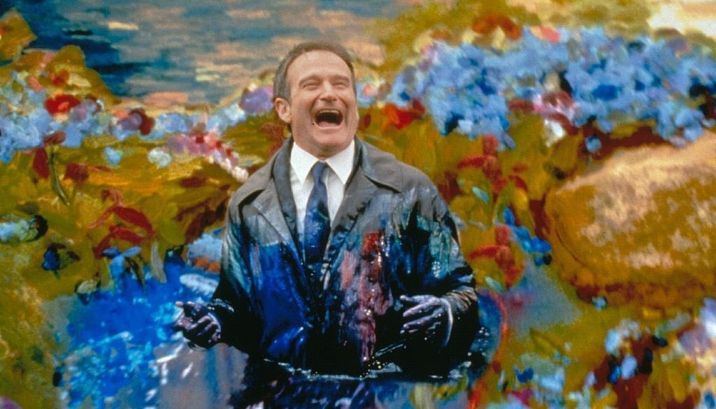 MunchkinsCon's tweet photo. ¿Alguien se acuerda de “Más allá de los sueños”? Recuerdo llorar en el cine sin consuelo. Me llegó muy profundo ese Robin Williams buscando a su mujer fallecida en un mundo pintado al óleo. No sé porque parece haber caído en el olvido https://t.co/SbIrqtH3CX