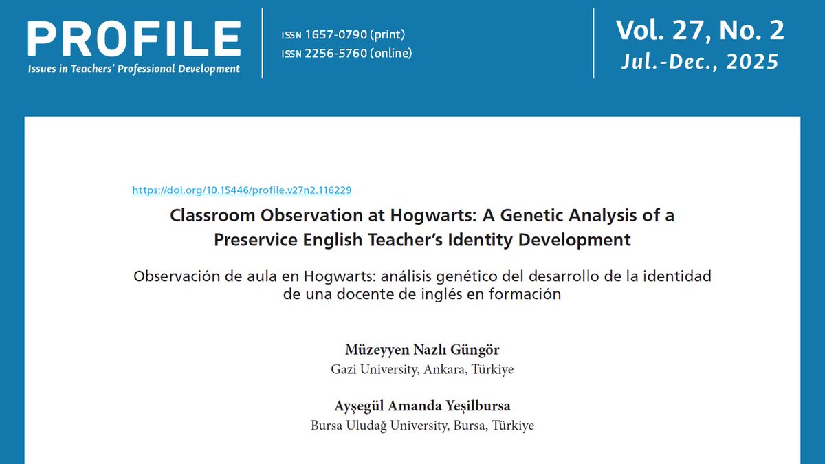PROFILEJournal's tweet image. 📄In the new issue: This study explores how a preservice English teacher shaped her professional identity through film-based classroom observations and critical reflection.

✨Read the full article: revistas.unal.edu.co/index.php/prof…

#TeacherIdentity #PreserviceTeachers #TeacherEducation