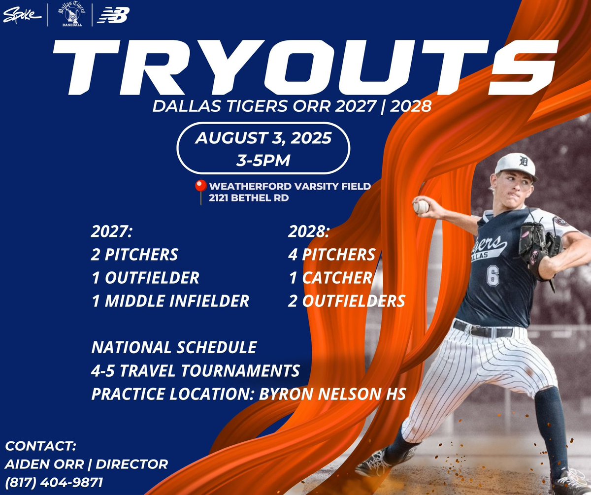 2028 Team looking for more pitching for the fall / summer season. 

2027 team looking for a couple of pitchers and other positions. 

Both teams play national level events, including the Don Mattingly, Pudge, Mantle World Series events. 

Text (817) 404-9871 if interested.
