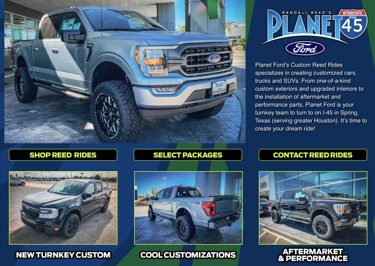 PlanetFord45's tweet image. Looking for a #Custom #Ford or want to #customize your own ride, #PlanetFord in #Spring can help. From #FordPerformance parts and #Wheels &amp;amp; Tires to #LiftKits &amp;amp; #LightKits, our team is here to help. Visit us on I-45 or PlanetFord45.com.