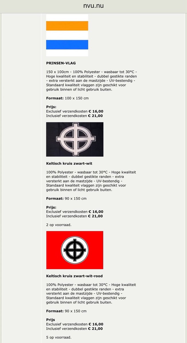 marcspeelman's tweet image. Rechtse Els gaat vol Goebbels met haar propaganda. Eén volk, één rijk, één leider: Geert Wilders!
Als je voor de extreemrechtse demonstratie in september een oranje-wit-blauwe nazi-vlag zoekt, kan je die bij de nazi’s van de NVU vinden. Ze hebben ook andere leuke nazi-merch.