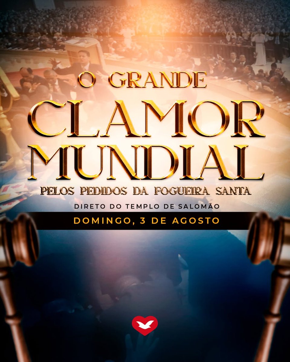 IgrejaUniversal's tweet image. Prepare-se para o Grande Clamor Mundial, com Bispos e Pastores de mais de 140 países. Dia 03, domingo, às 9h30, direto do Templo de Salomão, com transmissão para todo o Brasil.