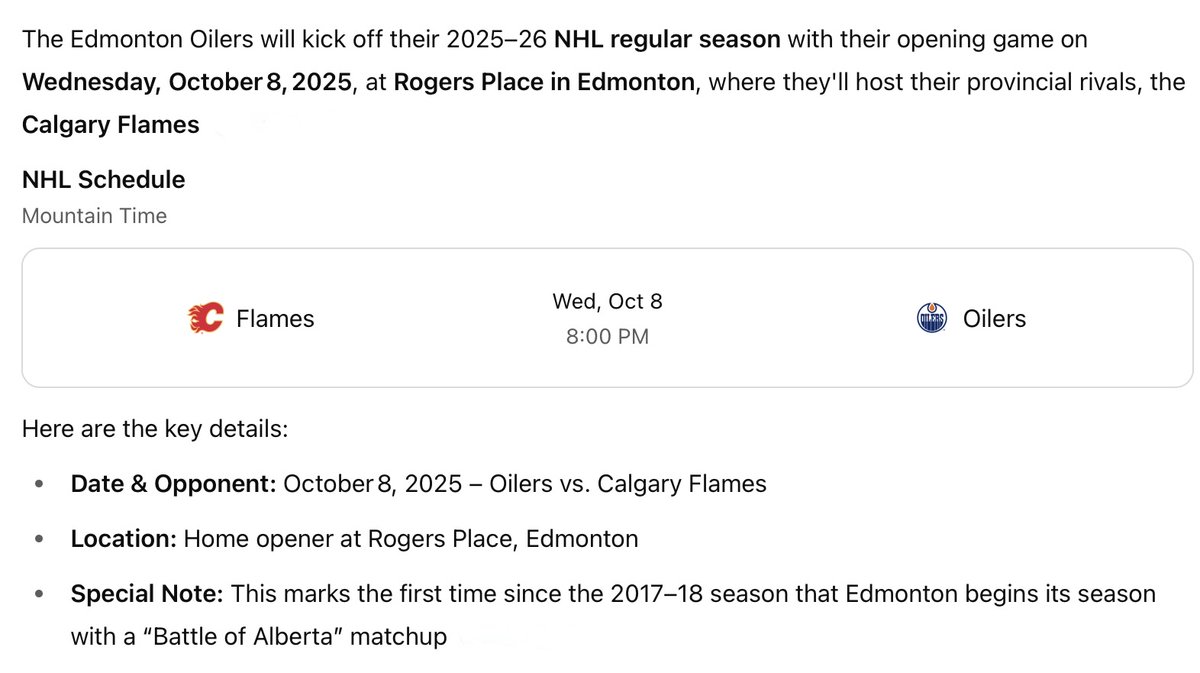 CISNCountry's tweet image. 7⃣2⃣ days and counting...
#BOA #LetsGoOilers 🏒🥅
@EdmontonOilers vs. @NHLFlames