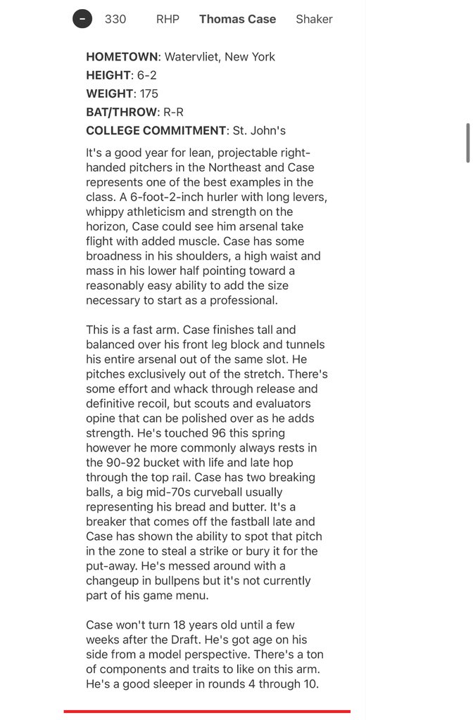 Nice get for the Dodgers here. Money well spent.

Thomas Case ranked as my No. 330 prospect for the 2025 Draft and certainly a sleeper in the Northeast.