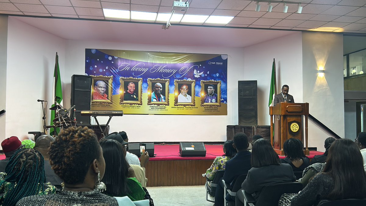 Osasu Obayiuwana (@osasuo) on Twitter photo While the <a href="/NGSuper_Falcons/">NGSuper_Falcons</a> are being deservedly rewarded in #Abuja, the late legends of the <a href="/NGSuperEagles/">🇳🇬 Super Eagles</a>, and Nigerian sport, are being given a night of tributes in Lagos, organised by @mathematical7 and sponsored by <a href="/flyairpeace/">Air Peace</a>. While the <a href="/NGSuper_Falcons/">NGSuper_Falcons</a> are being deservedly rewarded in #Abuja, the late legends of the <a href="/NGSuperEagles/">🇳🇬 Super Eagles</a>, and Nigerian sport, are being given a night of tributes in Lagos, organised by @mathematical7 and sponsored by <a href="/flyairpeace/">Air Peace</a>.