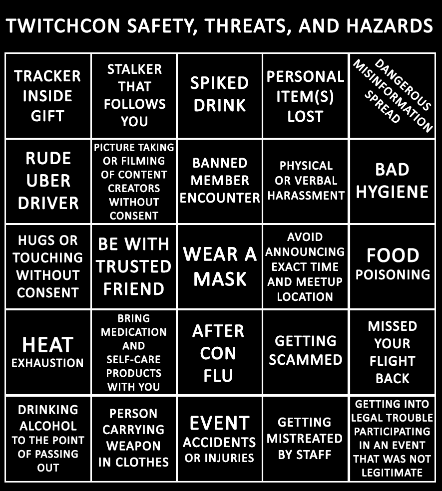 AutumnRainHeart's tweet photo. I made a reminder card regarding the safety, threats, and hazards for those going to TwitchCon San Diego in October 17 to 19. Stay safe! https://t.co/ZuaicigKRK