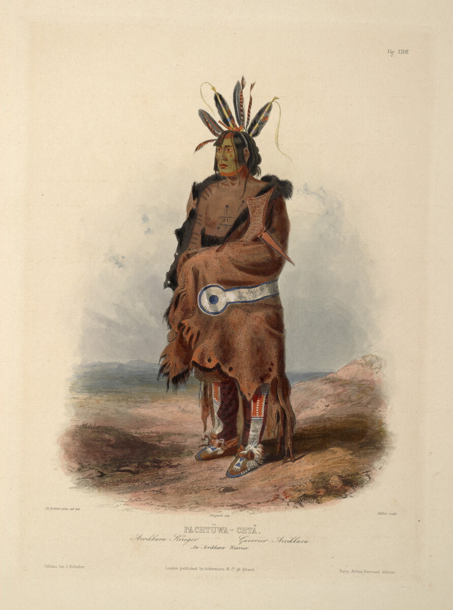 KarlBodmer's tweet image. Pachtuwa-Chta, an Arrikkara Warrior, plate 27 from Volume 1 of &apos;Travels in the Interior of North America&apos; wikiart.org/en/karl-bodmer…