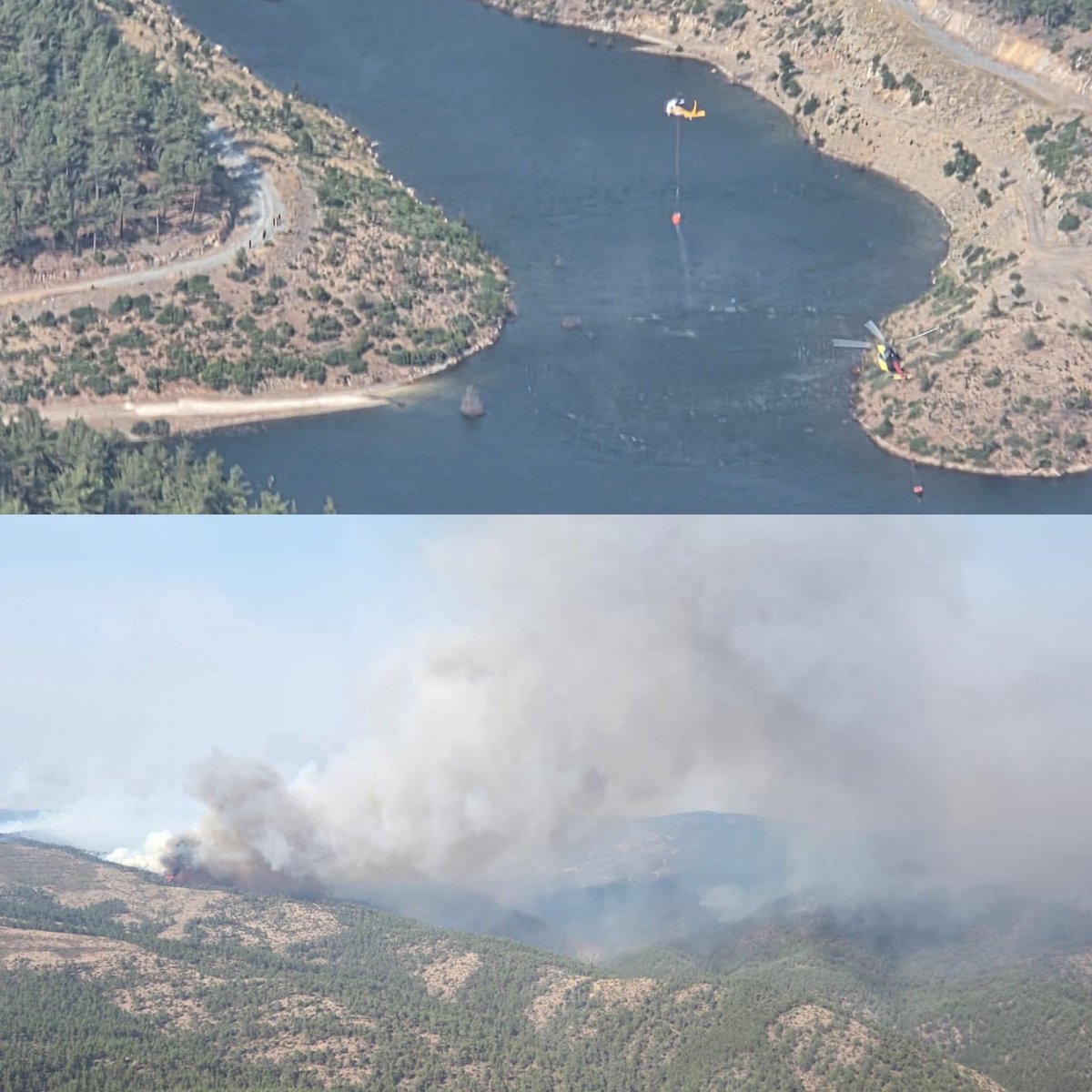 Orhaneli, Harmancık ve Büyükorhan ilçelerimiz arasında yer alan bölgede devam eden orman yangınını hem havadan hem de sahada inceleyerek yürütülen çalışmalar ve koordinasyon süreci hakkında son bilgileri aldık.

Yangının ilk anından itibaren tüm gelişmeleri yakından takip