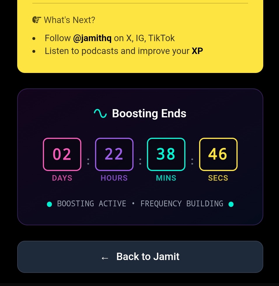 The CountDown is on ⏳
Share your Waves &amp; get your frequency up‼️
72 hours till it disappears forever

Link here 👇🏾 
jamit.app/@Jujuboy/wave

<a href="/jamitHQ/">Jamit</a> is the Alpha 💎