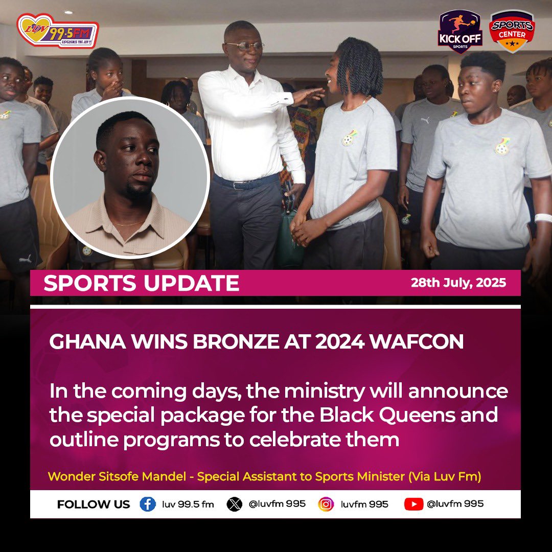 LuvFM995's tweet image. Sports ministry to announce special package for Black Queens

#LuvSports