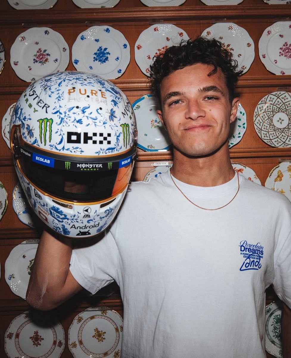 norrisonpole's tweet image. BRING THIS HELMET BACK FOR HUNGARY LANDOO its one of my favs and personally one of landos best helmet designs. she is so beautifull🥹