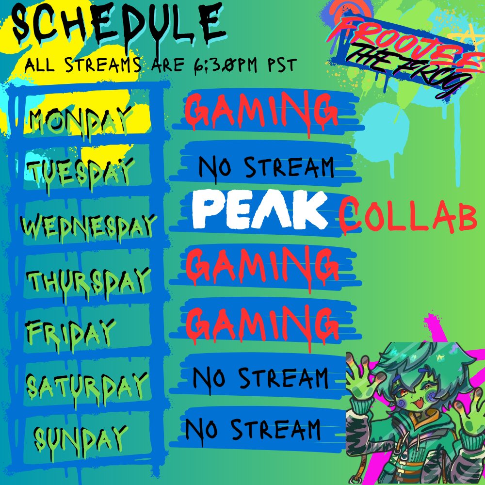 FroojeeTheFrog's tweet image. 🐸🍃 FROGDULE 🍃🐸
WE GAMING THIS WEEK!
Undecided on the games..... maybe .....Horse? 👀👀
My ADHD isn't letting me decide heuehe!
BUT peak Collab on Wednesday with a few goobers!
Still waiting on some confirmations 🐸🍃