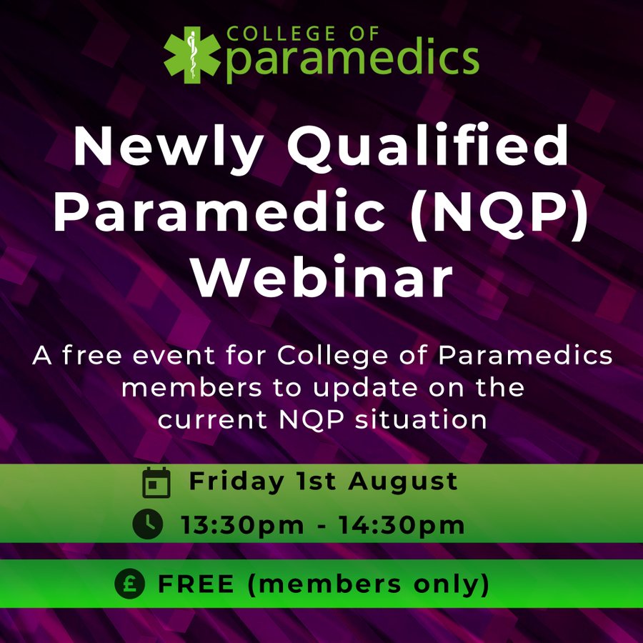 globalcmrpt's tweet image. RT @ParamedicsUK Newly Qualified Paramedic Webinar, Aug 1  ow.ly/KPO050WvBv9 @AACE_org