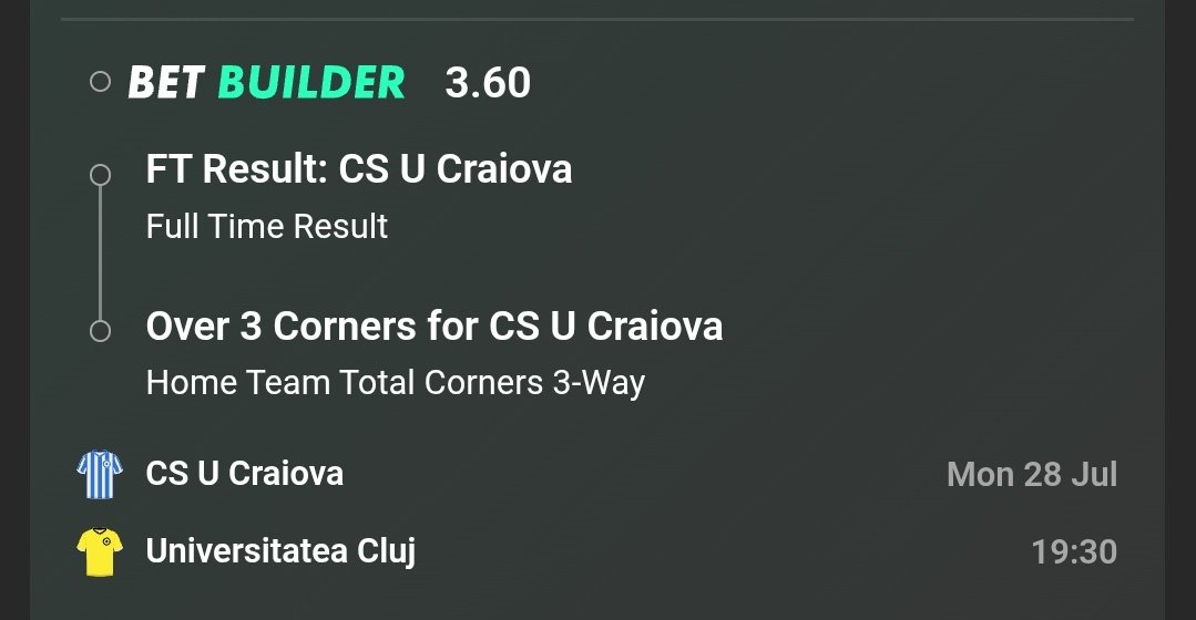 rit3489's tweet image. CS U Craiova Universitatea cluj betbuilder 
 #CraiovaCluj
#Romaniasuperliga