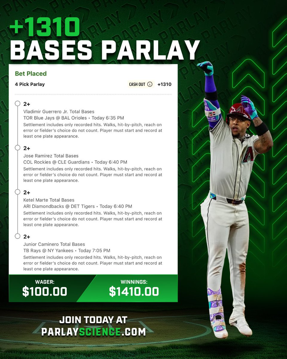 BASES PARLAY ⚡️

The hot streak has to start somewhere so why not right here, right now? 🤝

🔗 Tail Link - bit.ly/MLB7-28