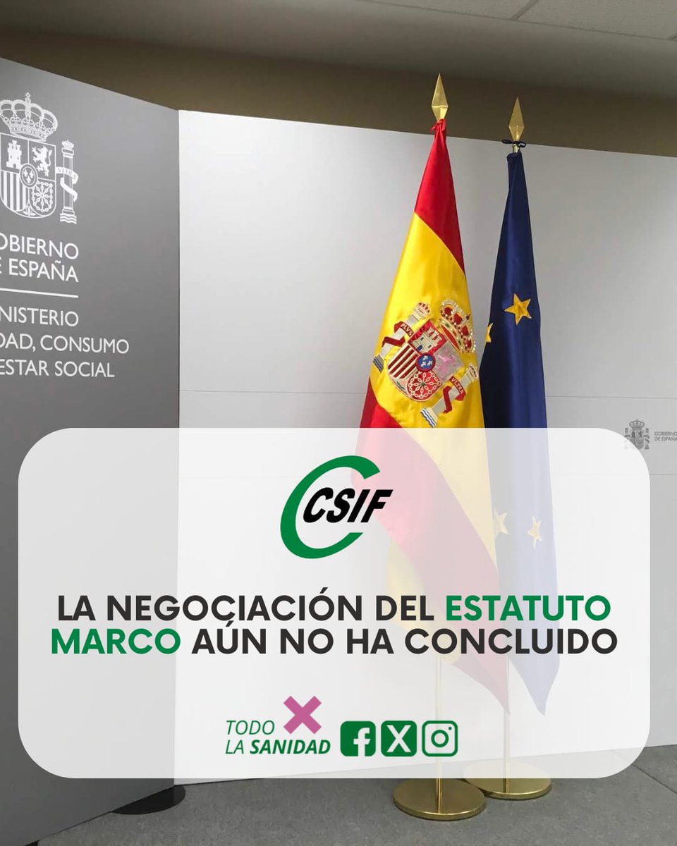 CSIFnacional's tweet image. ⏹️ La negociación del nuevo Estatuto Marco en la Sanidad sigue abierta: aún hay muchas cuestiones que solucionar para lograr un acuerdo.
🗣️ Reclamamos a @sanidadgob que elabore un nuevo borrador en la segunda quincena de septiembre, que incluya:
✅ Una revisión del sistema…