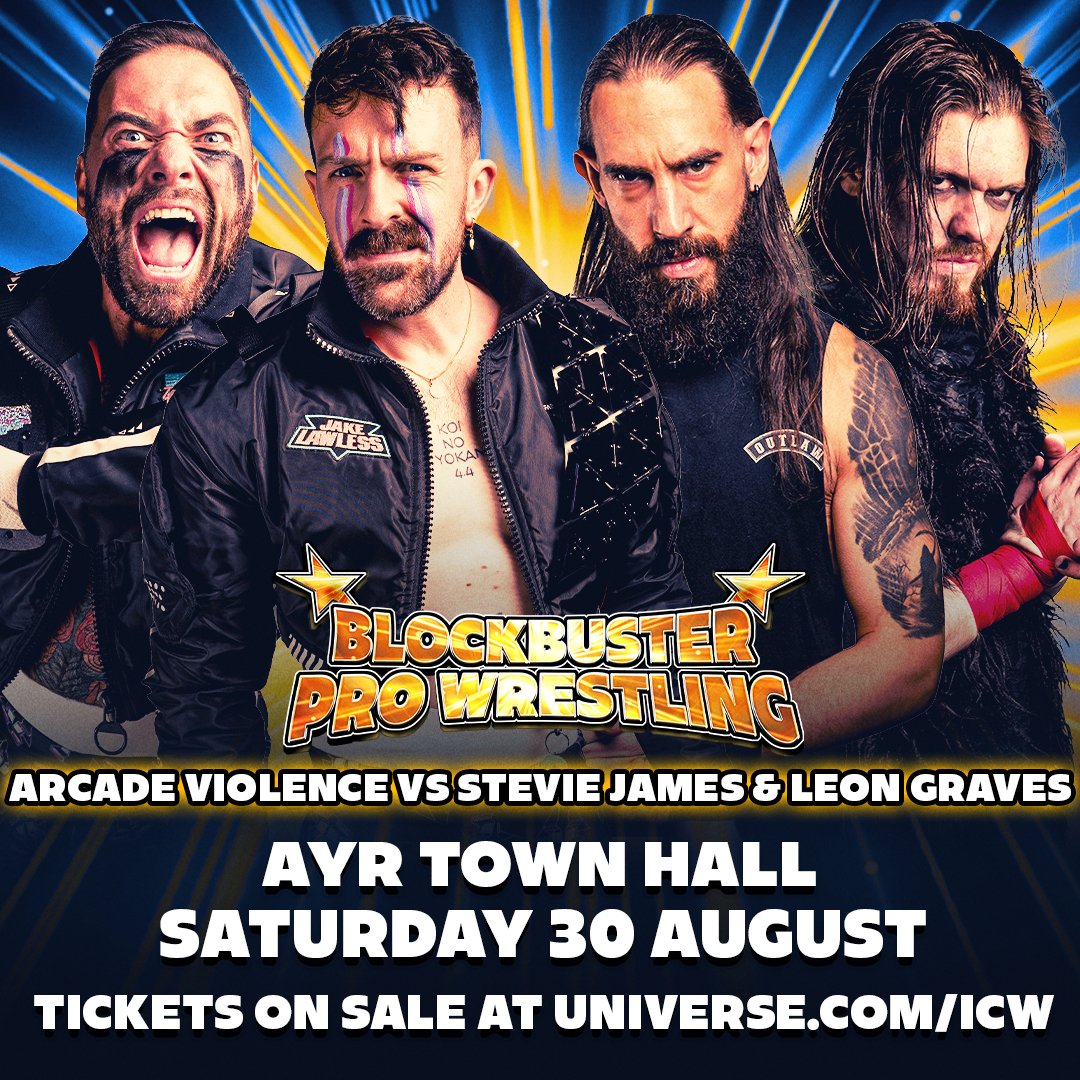 Blockbuster Pro Wrestling (@blockbusterwres) on Twitter photo ANNOUNCEMENT: Ayrshire's own Arcade Violence face the dangerous <a href="/leongraves_pw/">Leon Graves</a> & multi-time Tag Team Champion <a href="/Steviejames1986/">Stevie James</a> in Ayr on August 30! universe.com/icw ANNOUNCEMENT: Ayrshire's own Arcade Violence face the dangerous <a href="/leongraves_pw/">Leon Graves</a> & multi-time Tag Team Champion <a href="/Steviejames1986/">Stevie James</a> in Ayr on August 30! universe.com/icw