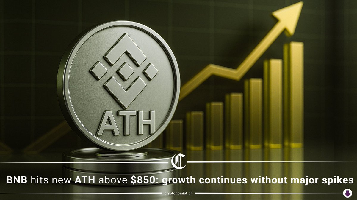New ATH for BNB: surpassing $850 BNB has hit a new all-time high, crossing  the $850 mark for the first time. This marks a steady and consistent rise  since 2021, with gradual