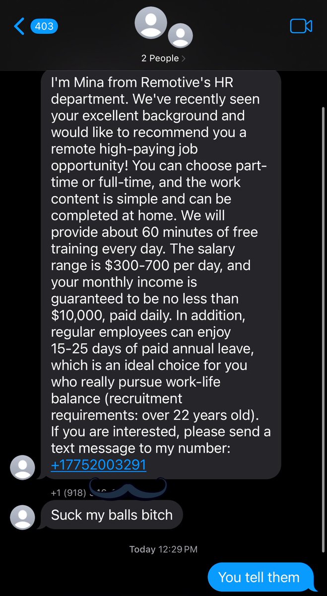 slyqtx's tweet image. Got added to a scam group chat with a random person?😭