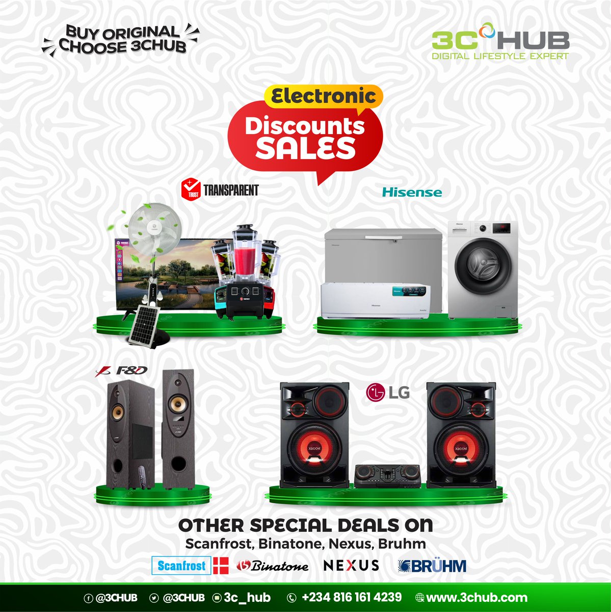 Hot deals 🔥 on LG speakers, Hisense Freezers, Transparent TV fans &amp; more!

This isn’t just a sale — it’s your chance to upgrade your space affordably!

🛍️ Which of these is first on your list?

📍Available in 3CHUB stores Nationwide

#ElectronicDiscounts #BuyOriginalChoose3CHUB