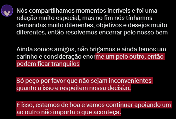 Eu e Haruko terminamos gente.
