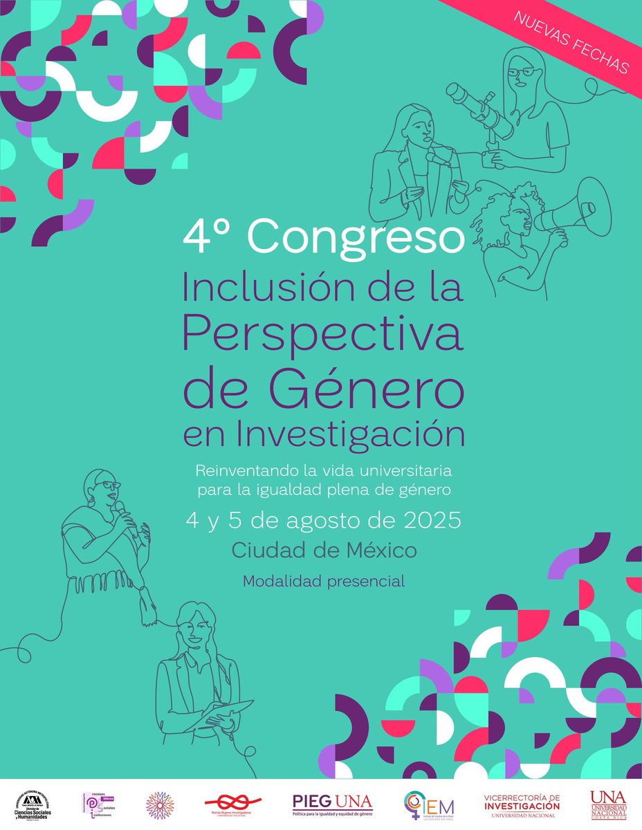 lauammx's tweet image. 4° Congreso Inclusión de la perspectiva de género en la investigación: Reinventando la vida universitaria para la igualdad plena de género

🗓️ AGOSTO 4 Y 5
📍 Auditorio Arq. Pedro Ramírez Vázquez, Sala de Capacitación 1, Rectoría General

📣 Mesas temáticas:
ℹ️ Género y educación…