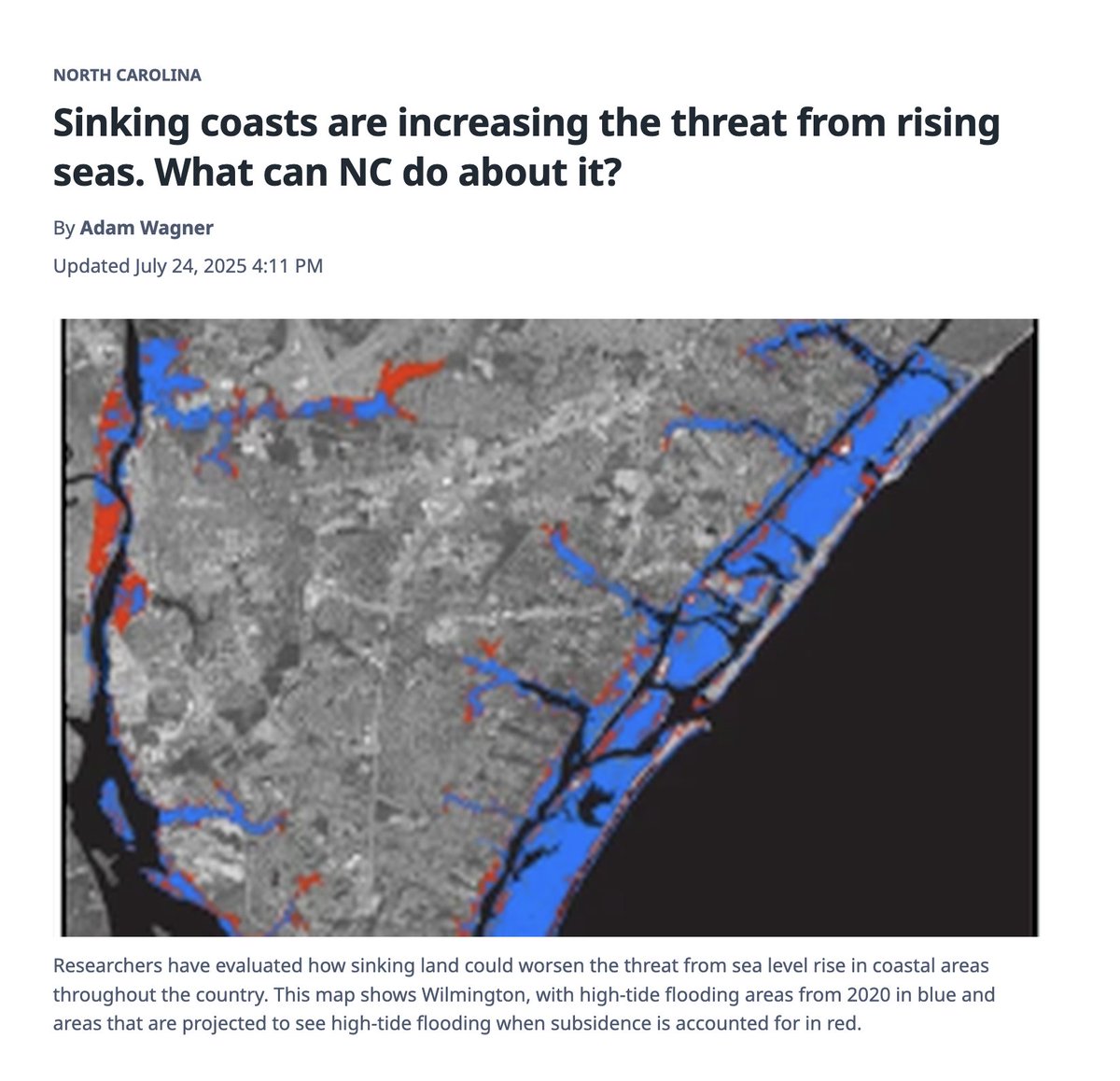 EOS Lecturer Roger Shew and Prof Andrea Hawkes were recently interviewed by the The News &amp; Observer about sea-level rise in Wilmington, NC. See the article at: newsobserver.com/news/state/nor…
