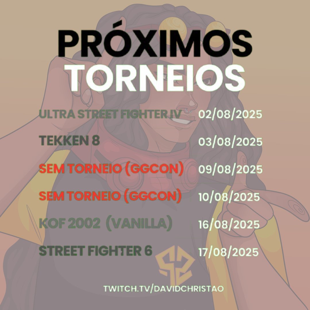 ElChristao's tweet image. Boa tarde meus amigos. Passando pra avisar que as inscrições dos torneios do próximo fim de semana já estão abertas!
Copa Christão Sabadaço Ultra Street Fighter IV: challonge.com/pt_BR/copachri…
Domingão do Christão - Tekken 8: challonge.com/pt_BR/domingao…
E segue nosso cronograma: