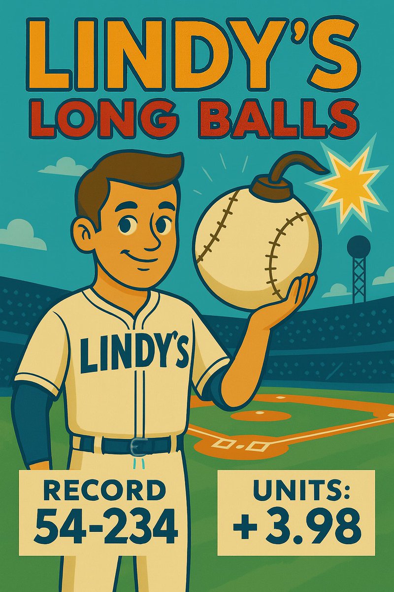 💣💣 LINDY'S LONG BALLS 7/28/25 💣💣

Went ice cold last week, so looking for a little redemption with these four fellas today 😤

As always, LIKE + BOOKMARK this tweet to help keep this content free (and hopefully good) 🔖