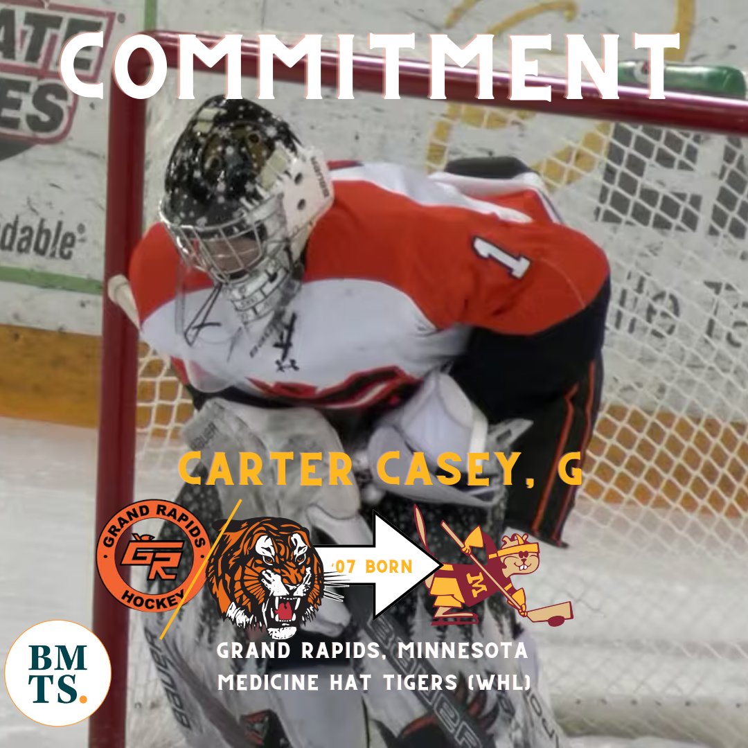 TonyLiebert's tweet image. BREAKING: &apos;07 born goaltender Carter Casey (@Caseytendy34) has verbally committed to Minnesota.

Grand Rapids, MN native played with the Waterloo Blackhawks in the USHL last season. He will play with the Medicine Tigers in the WHL in 2025-26. si.com/college/minnes…