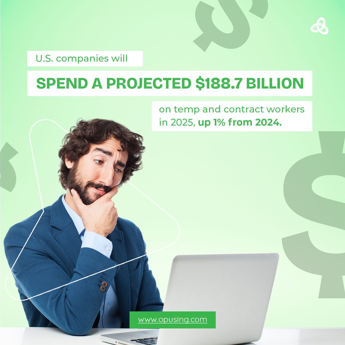 OpusingLLC's tweet image. Almost $190 Billion will be spent in 2025 on temporary and contract workers across the U.S. Make sure you&apos;re spending it where it actually delivers.

Our team at Opusing can walk you through how. Quick chat. Big returns.

#Opusing #recruitment #hiring #talentmanagement  #staffing