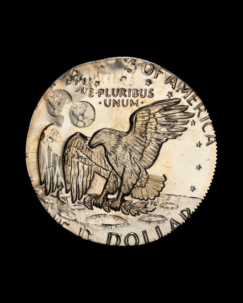 This Proof Eisenhower Dollar is a true anomaly. Double-struck on a quarter planchet, it features a strike and planchet error. Proof coins go through extra inspection. Yet, this piece still escaped the Mint, making this error especially rare and collectible.