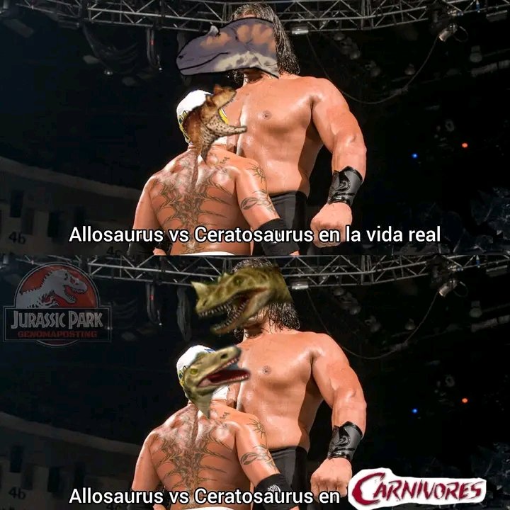 Pinguterra's tweet image. Me sigue pareciendo raro la escala de tamaños, aunque recordemos, lo de carnívores no son dinosaurios, son alienígenas xd