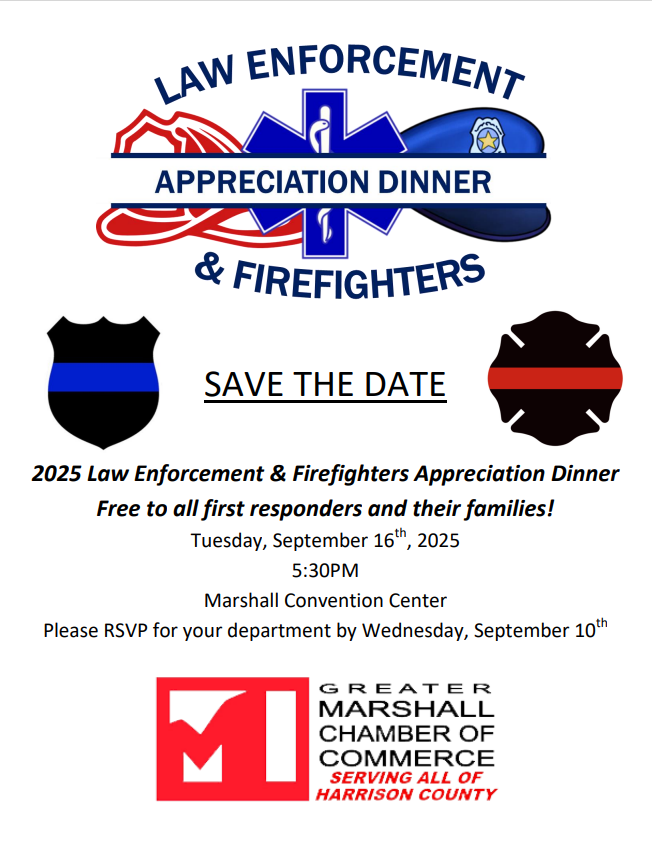 Save the date for the 2025 Law Enforcement &amp; Firefighters Appreciation Dinner on Tuesday, September 16, at 5:30 PM! Details to come, along with sponsorship and ticket information.
