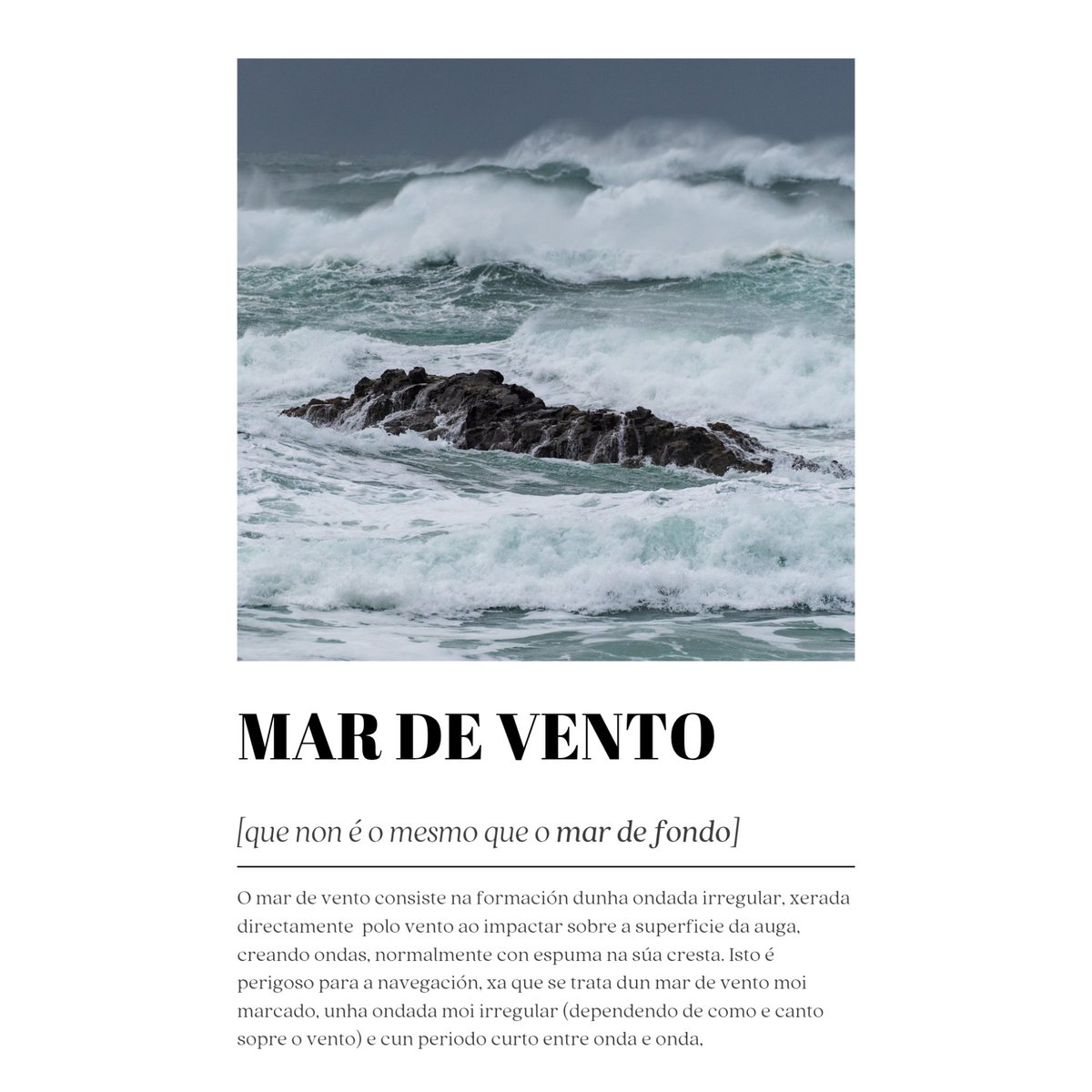 RedmeteoP's tweet photo. 🤔 Moitas veces escoitamos falar do MAR DE VENTO e do MAR DE FONDO, pero, que diferenza hai? 

🌊 O MAR DE VENTO: Trátase de pequenas ondas, moi caóticas, formadas polo vento que está a soprar no momento actual nese lugar, cando che da a sensación de ver o mar moi encrespado.

⬇️ https://t.co/uGnxixEanE