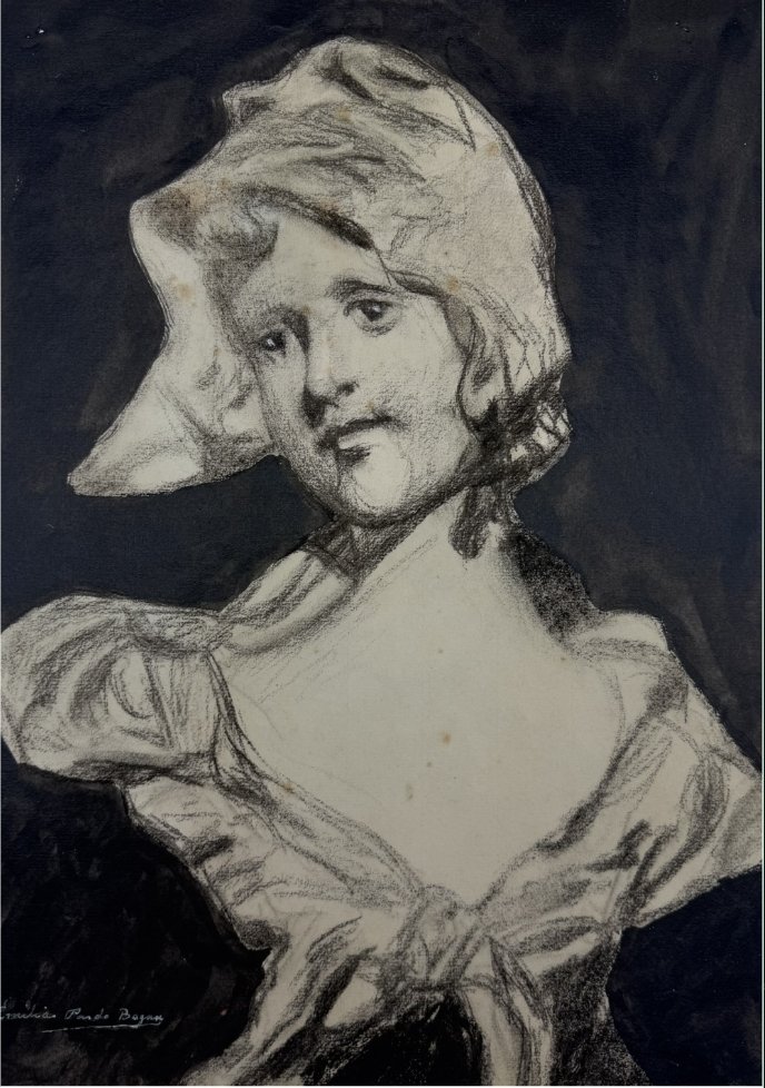 Las escritoras también pintaban.

Retrato de la actriz y empresaria teatral María Guerrero por Emilia Pardo Bazán (1908).