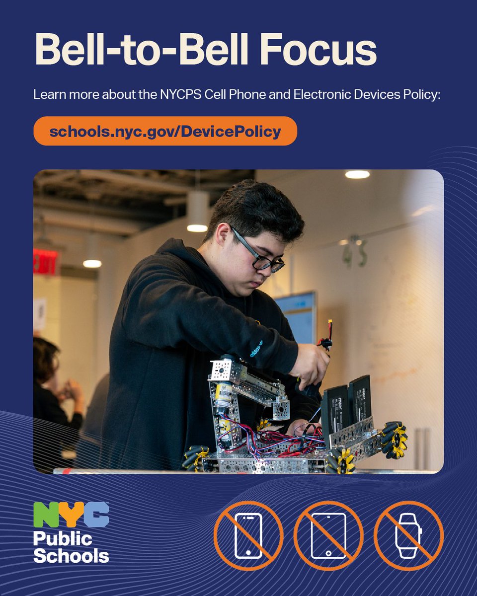 NYC Public Schools (@nycschools) on Twitter photo π¨ New <a href="/NYCSchools/">NYC Public Schools</a> Cell Phone and Electronic Device Policy! π²
State law now requires that smartphones and other personal internet-enabled devices like smartwatches cannot be used on school grounds during the school day. π¨ New <a href="/NYCSchools/">NYC Public Schools</a> Cell Phone and Electronic Device Policy! π²
State law now requires that smartphones and other personal internet-enabled devices like smartwatches cannot be used on school grounds during the school day.