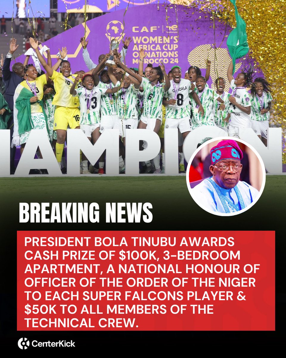 Centerkick_'s tweet image. Cash rains on Super Falcons players and technical crew by President Bola Tinubu after WAFCON success 💰 🇳🇬
#Centerkick #SuperFalcons #PresidentTinubu #Nigeria