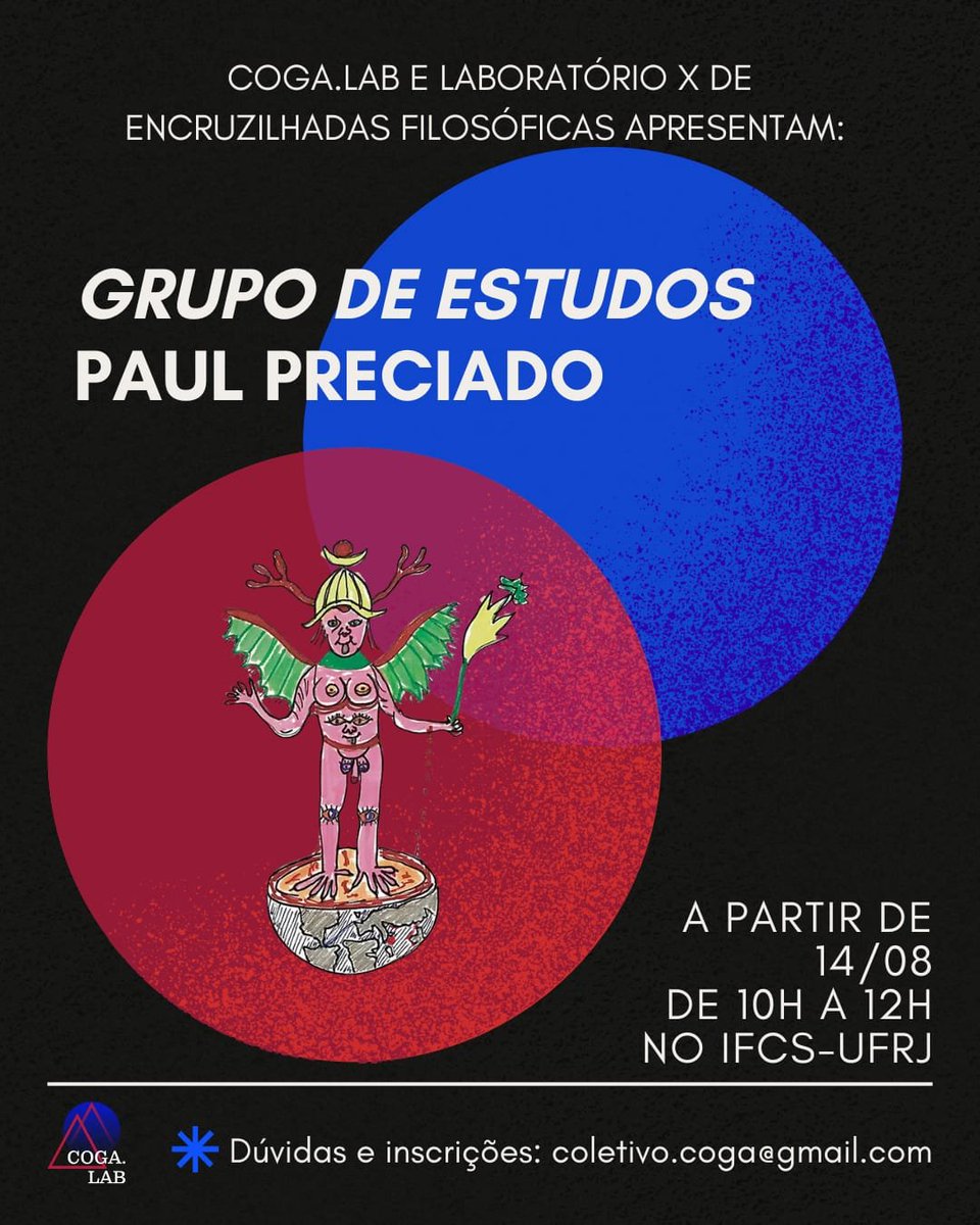 ChazinhoPr3to's tweet image. A partir do mês que vem vai rolar esse grupo de estudos (no qual terei a honra de somar) e quem é do Rio tá mais que convidade pra aparecer!
A proposta inicial é realizar uma leitura conjunta do Dysphoria Mundi, mas planejamos estender a discussão a outros textos de Preciado.