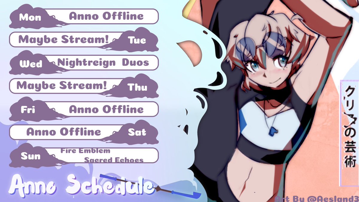 ❄️SCHEDULE❄️

Tues- MIGHT Sneak In A DBD Stream Maybe
Weds- Nightreign DUOS W Marc
Thur- I Have No Clue, Might Do Something!
Sun- The Soldiers Of Ram Ranch Continues Their Quest

#Fembyo #Vtuber #VtuberEN