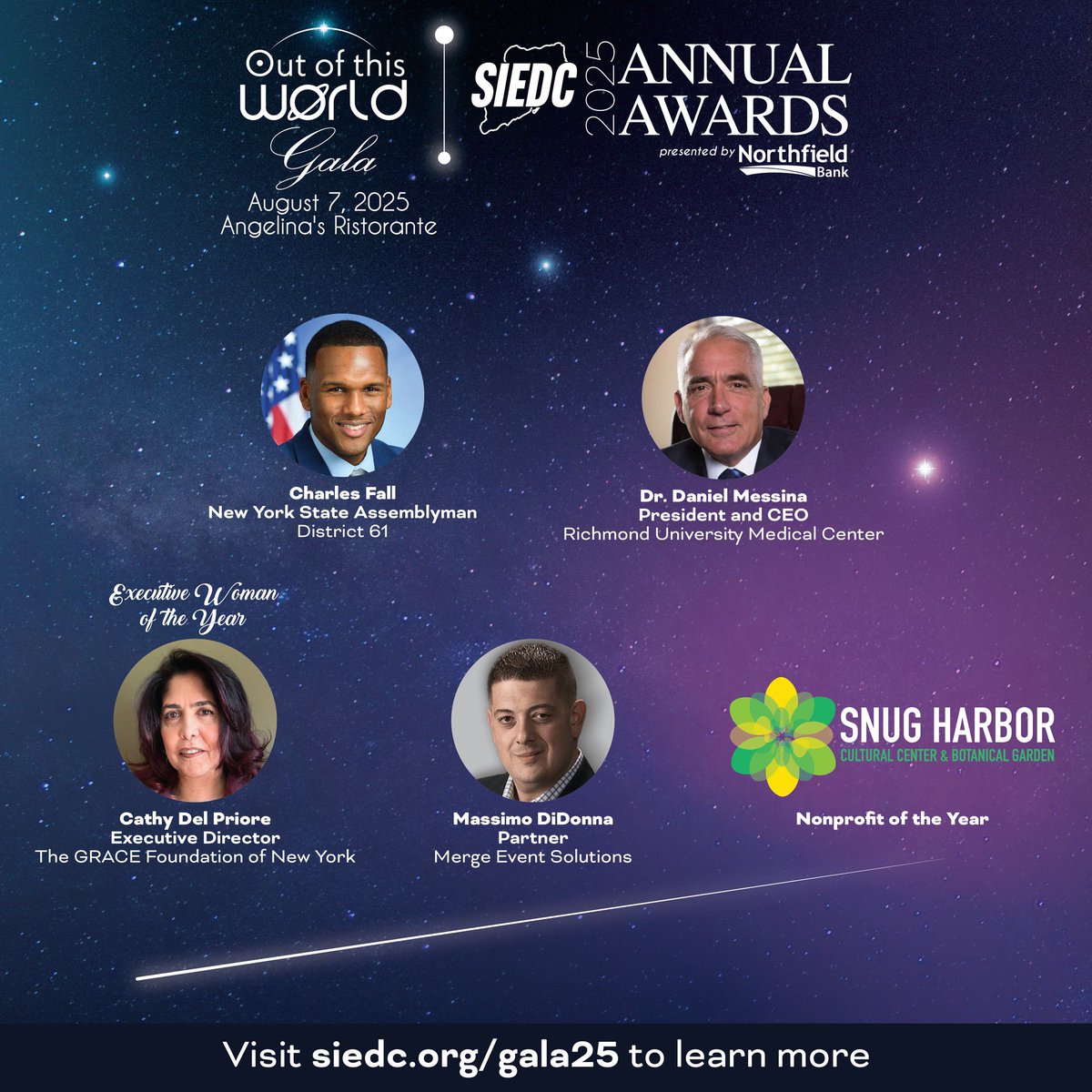 The SIEDC Annual Awards Gala is almost here. Join us NEXT WEEK on August 7 at Angelina's Ristorante for an out-of-this-world evening honoring the local leaders and institutions shaping a stronger Staten Island. 

🎟️ Tickets and info: siedc.org/gala25