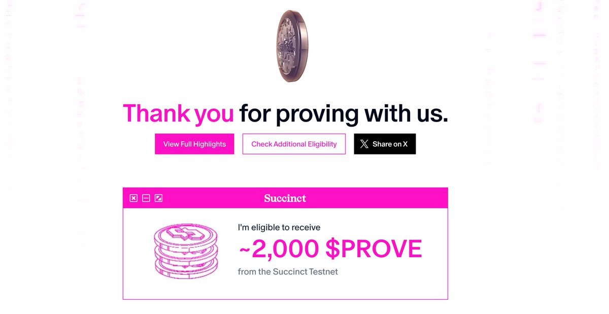 Thank you <a href="/SuccinctLabs/">Succinct</a>. $PROVE is coming