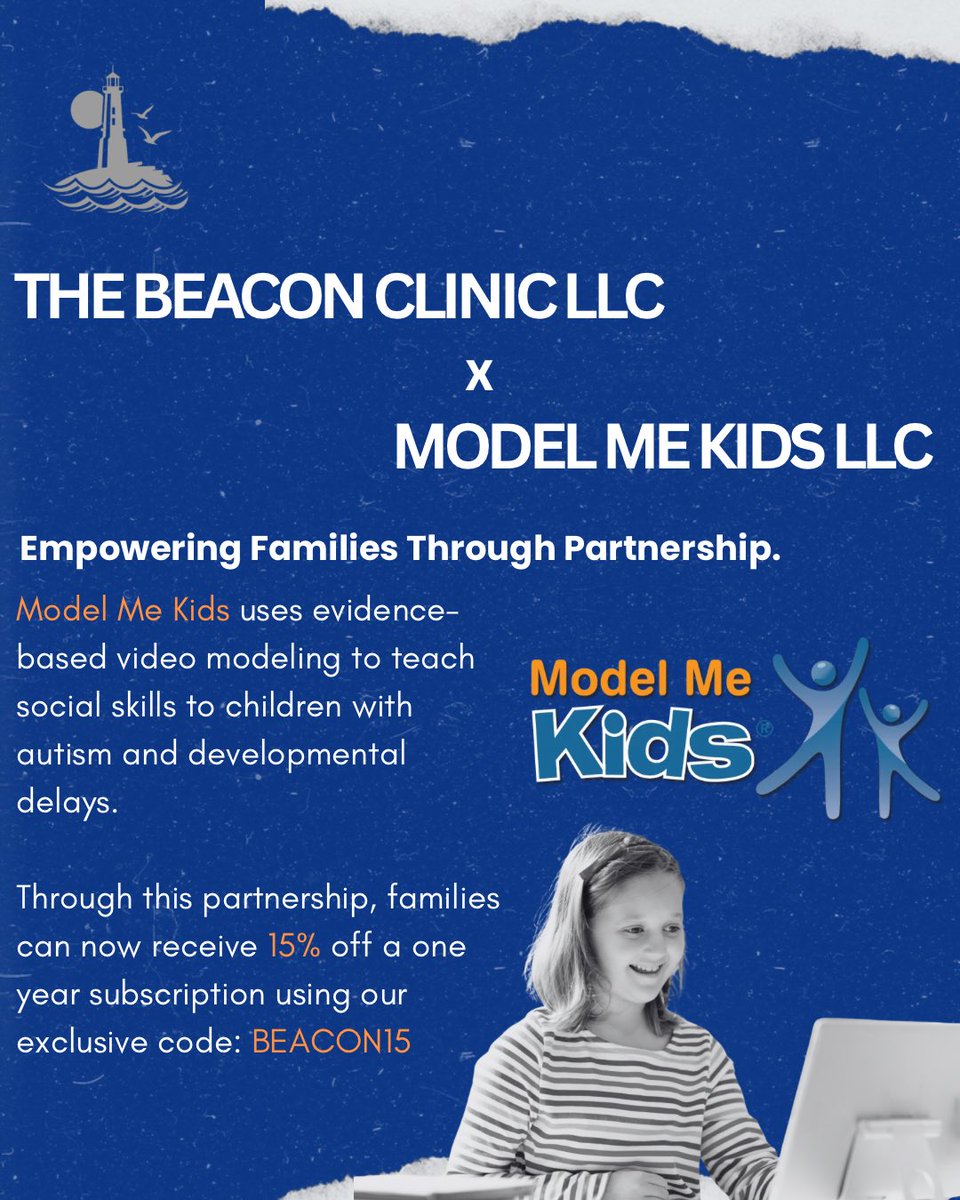 We’re excited to partner with <a href="/modelmekids/">Model Me Kids, LLC</a> to support communication, growth &amp; confidence through evidence-based video modeling for autism &amp; developmental delays.

Use code BEACON15 for 15% off a 1-year 
subscription!

#modelmekids #SLP #autismawareness #thebeaconclinic #baltimore