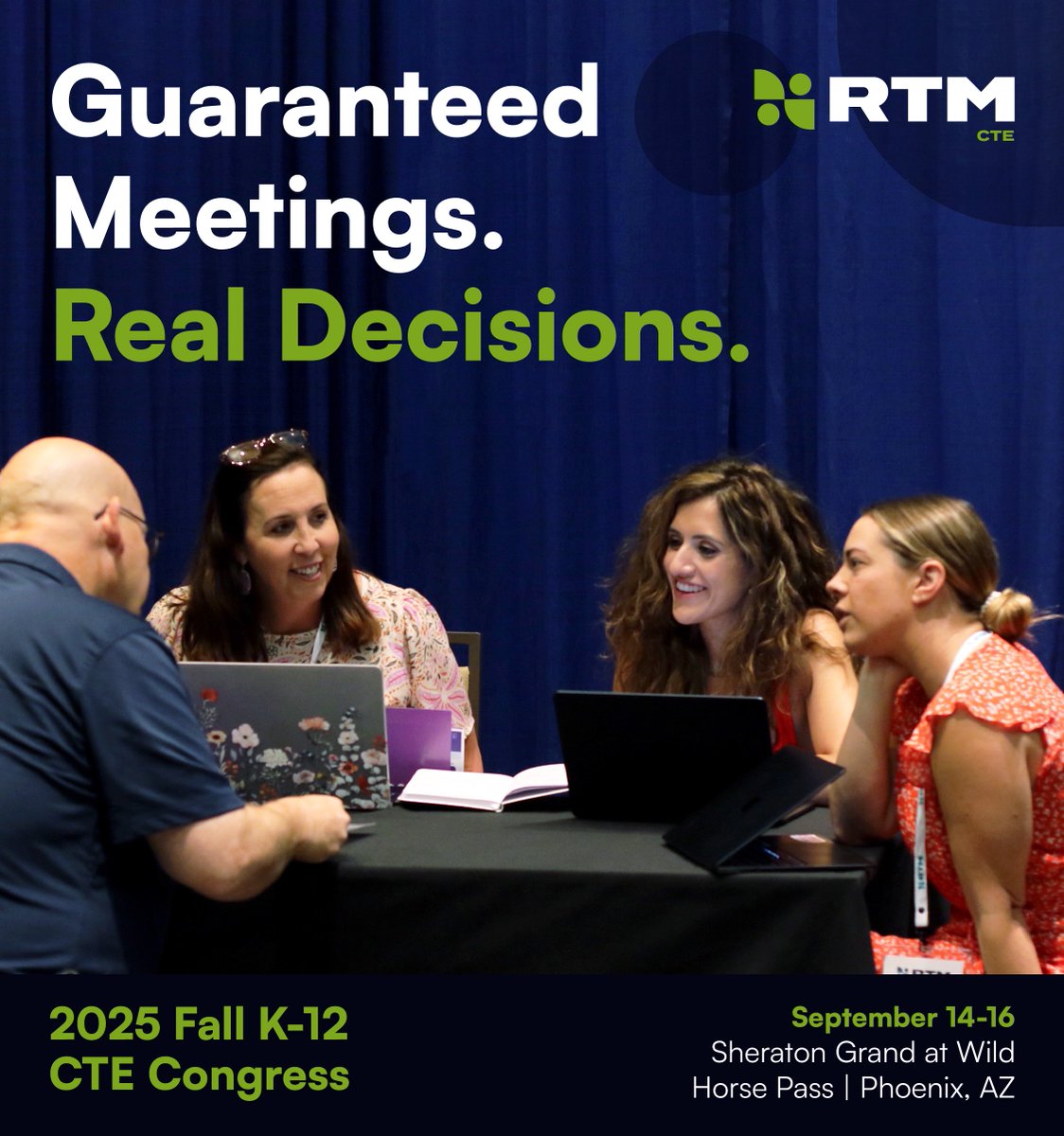 You’re not just selling a product–you’re shaping the future of CTE. At the 2025 Fall K–12 CTE Congress, you won’t just pitch—you’ll partner.
- Guaranteed 1:1s
- Strategy showcase
- Full event access
Let’s get you in the room: hubs.ly/Q03z78zb0
#rtmk12 #CTE #K12Leadership