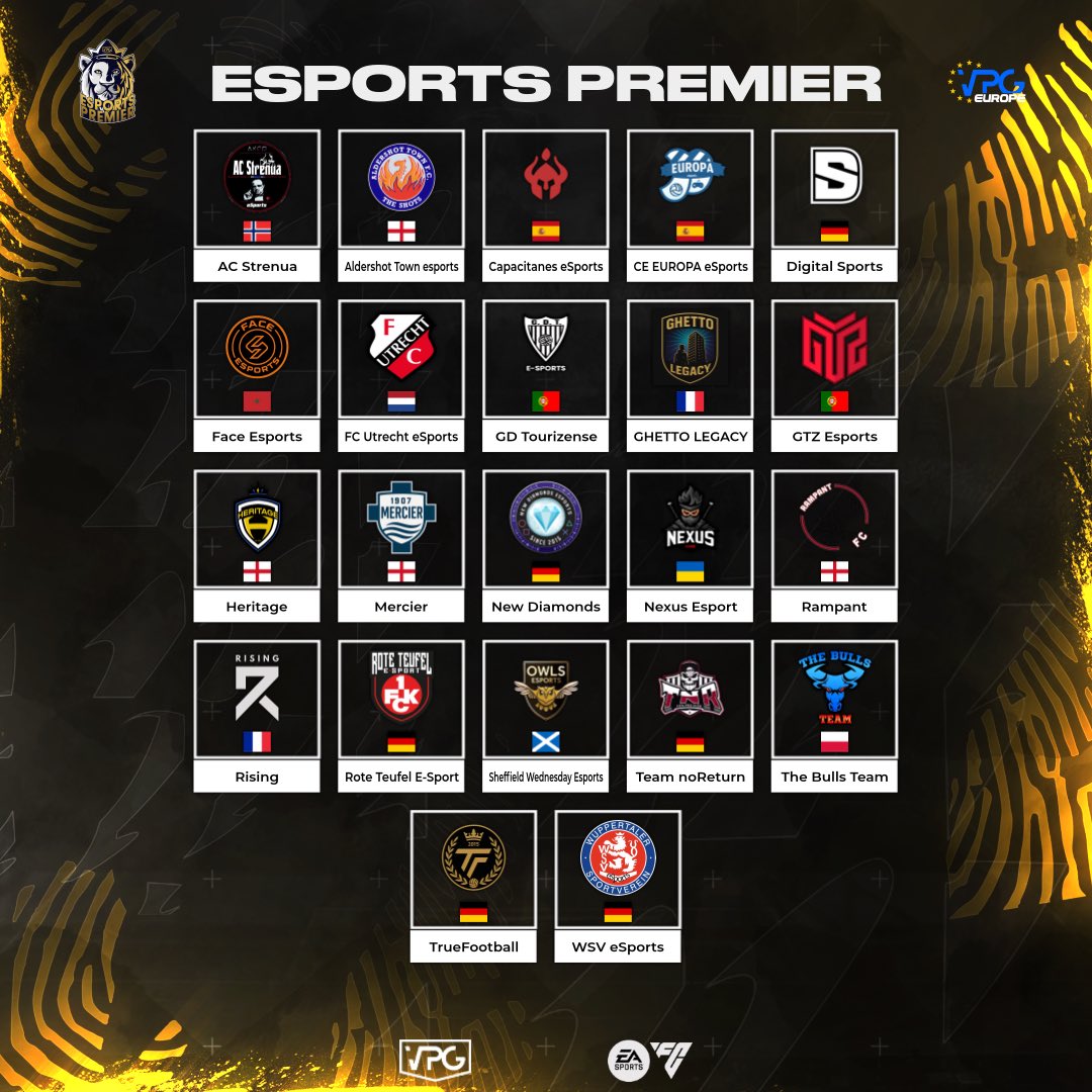 Virtual Pro Gaming (@officialvpg) on Twitter photo 🙌 Welcome to the <a href="/VPGEurope/">Virtual Pro Gaming | Europe</a> Summer League - Season 15!
- <a href="/VPGPremier/">VPG Esports Premier</a> 🇪🇺 🦁
⚽️ The final season on @easportsfc FC25 is here! Let’s go out with a bang! 💥
🏆 The competition is fierce. The stage is set.
<a href="/AC_Strenua_VPG/">AC Strenua</a>
<a href="/AldershotTownES/">Aldershot Town eSports</a>
@CapacitanesFc
@DigitalSportsGG 🙌 Welcome to the <a href="/VPGEurope/">Virtual Pro Gaming | Europe</a> Summer League - Season 15!
- <a href="/VPGPremier/">VPG Esports Premier</a> 🇪🇺 🦁
⚽️ The final season on @easportsfc FC25 is here! Let’s go out with a bang! 💥
🏆 The competition is fierce. The stage is set.
<a href="/AC_Strenua_VPG/">AC Strenua</a>
<a href="/AldershotTownES/">Aldershot Town eSports</a>
@CapacitanesFc
@DigitalSportsGG