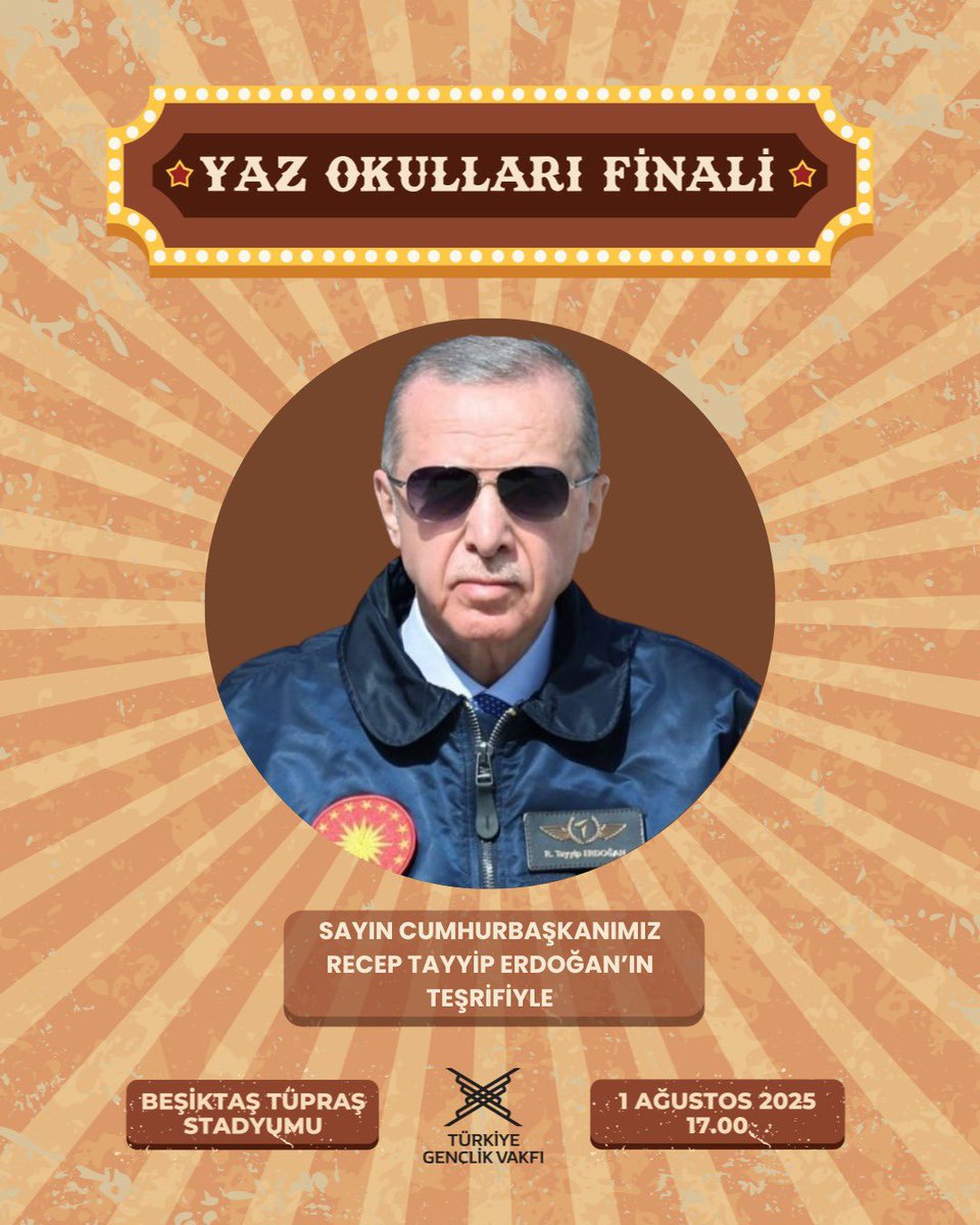 🇹🇷Cumhurbaşkanımız Sayın Recep Tayyip Erdoğan’ın teşrifleriyle!

Yaz boyu süren yolculuk, şimdi final sahnesinde!

📚 400 bin öğrencinin, binlerce gönüllünün, yüzlerce ilçede yankılanan Yaz Okulları’nın emeği…

Şimdi tek yürek oluyoruz.

📍 Beşiktaş Tüpraş Stadyumu
📅 1 Ağustos