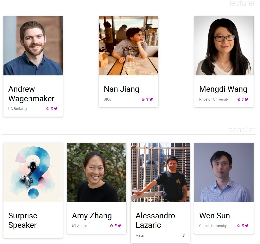 ARLET (@arlet_workshop) on Twitter photo Delighted to announce that the 2nd edition of our workshop has been accepted to #NeurIPS2025!
We have an amazing lineup of speakers:
<a href="/WenSun1/">Wen Sun</a>, <a href="/ajwagenmaker/">Andrew Wagenmaker</a>, <a href="/yayitsamyzhang/">Amy Zhang</a>, <a href="/MengdiWang10/">Mengdi Wang</a>, <a href="/nanjiang_cs/">Nan Jiang</a>, Alessandro Lazaric, and a special guest! Delighted to announce that the 2nd edition of our workshop has been accepted to #NeurIPS2025!
We have an amazing lineup of speakers:
<a href="/WenSun1/">Wen Sun</a>, <a href="/ajwagenmaker/">Andrew Wagenmaker</a>, <a href="/yayitsamyzhang/">Amy Zhang</a>, <a href="/MengdiWang10/">Mengdi Wang</a>, <a href="/nanjiang_cs/">Nan Jiang</a>, Alessandro Lazaric, and a special guest!